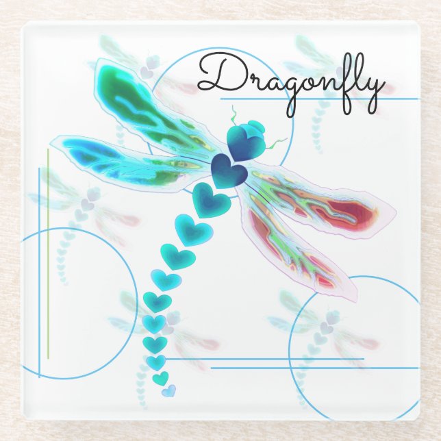 Dessous-de-verre En Verre libellule | Dessous de verre Turquoise en verre (Devant)
