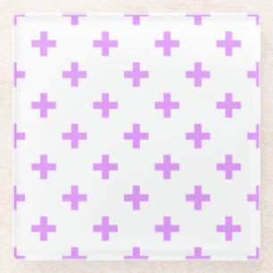 Dessous-de-verre En Verre Lilac polka croise sur blanc