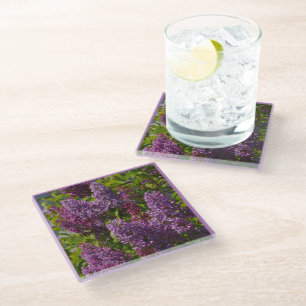 Dessous-de-verre En Verre Lilas mauve, joli jardin fleuri