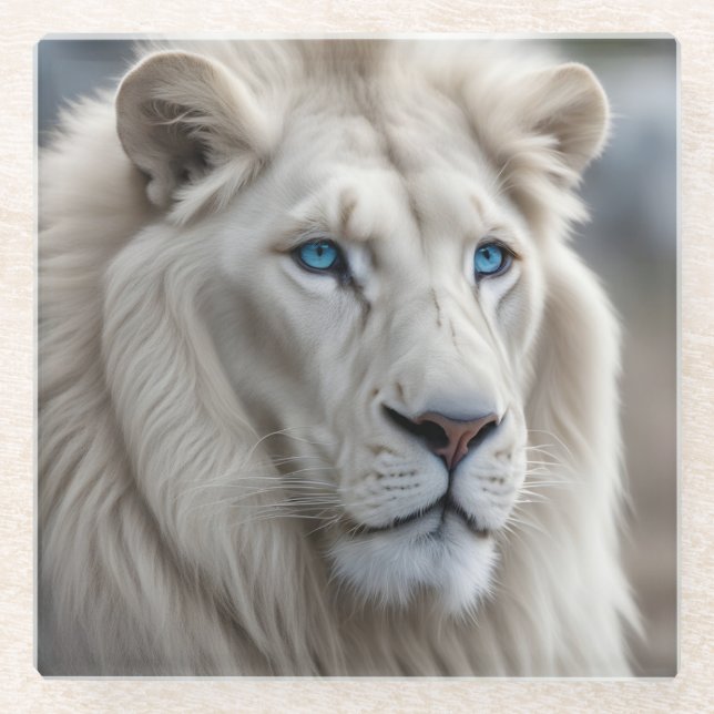 Dessous-de-verre En Verre Lion blanc (Devant)