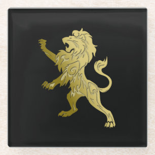Dessous-de-verre En Verre Lion royal doré