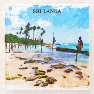 Dessous-de-verre En Verre Littoral tropical du Sri Lanka
