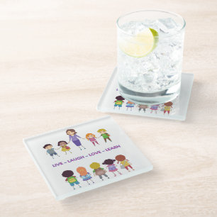 Dessous-de-verre En Verre Live ~ Laugh ~ Amour ~ Apprendre Enseignant de l'é