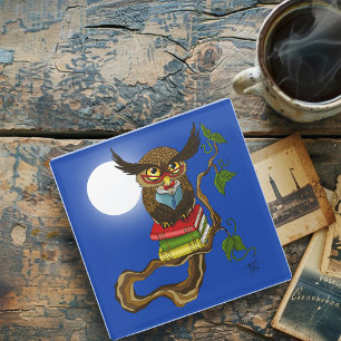 Dessous-de-verre En Verre Livres Cute Owl