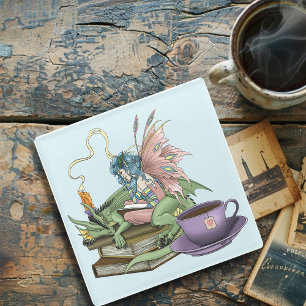 Dessous-de-verre En Verre Livres de thé de l'amitié de la fée dragon