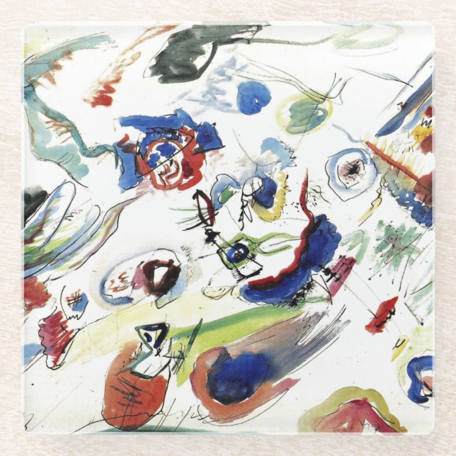 Dessous-de-verre En Verre L'oeuvre Abstraite de Kandinsky (Devant)