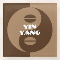 Logo amusant de haricot de café Yin Yang marron pe