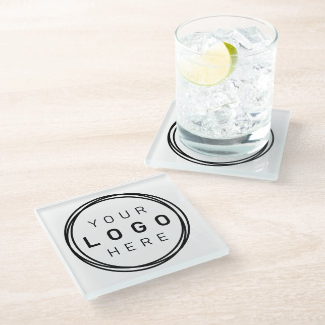 Dessous-de-verre En Verre Logo d'entreprise personnalisé (Incliné)