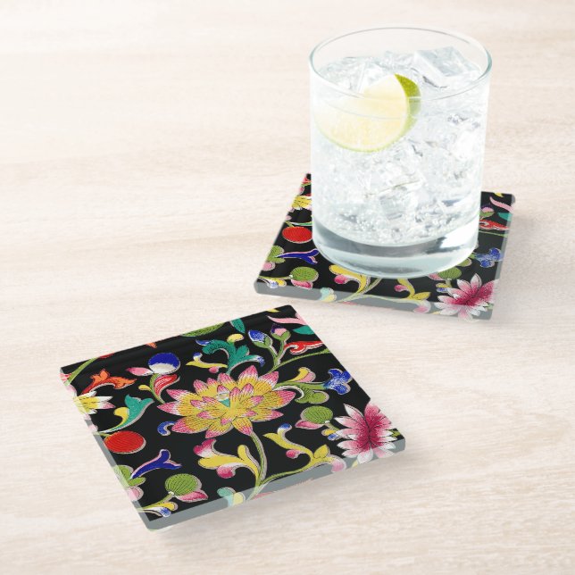 Dessous-de-verre En Verre Lotus Fleurs et Vins (Incliné)
