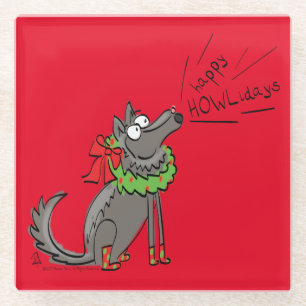 Dessous-de-verre En Verre Loup Noël Funny Mignonnes Enfants