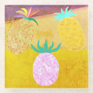 Dessous-de-verre En Verre Luau d'été à l'ananas