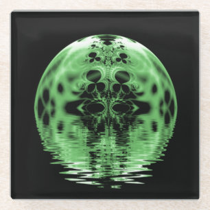 Dessous-de-verre En Verre Lune flottante verte et noire