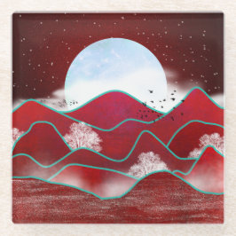 Dessous-de-verre En Verre Lune rouge