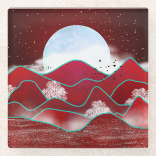 Dessous-de-verre En Verre Lune rouge