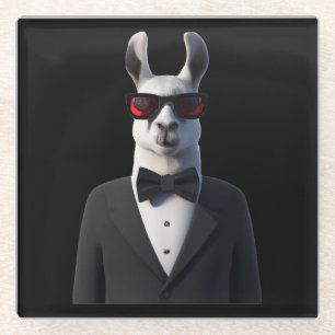 Dessous-de-verre En Verre Lunettes de soleil Llama Tux