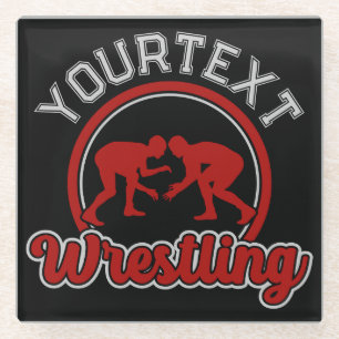 Dessous-de-verre En Verre Lutter AJOUTER LE NOM Grappe Champion d'équipe