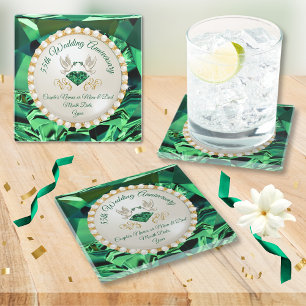 Dessous-de-verre En Verre Magnifique émeraude 55e anniversaire Mariage cadea