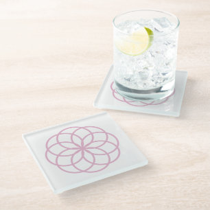 Dessous-de-verre En Verre Mandala moderne aux fleurs roses