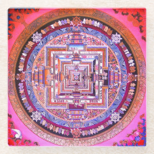 Dessous-de-verre En Verre Mandala tibétain / Dessous de verre / Monastère de