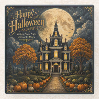 Dessous-de-verre En Verre Manoir élégant hanté Halloween