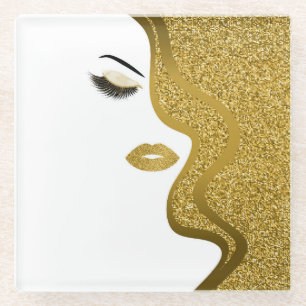 Dessous-de-verre En Verre Maquillage à effet pailleté