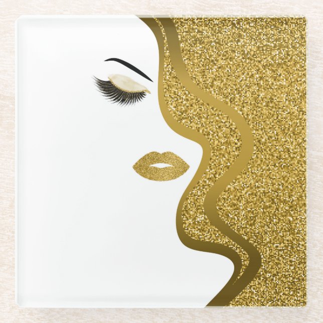Dessous-de-verre En Verre Maquillage avec effet parties scintillant (Devant)