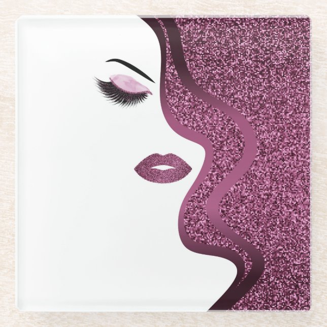 Dessous-de-verre En Verre Maquillage avec effet parties scintillant (Devant)