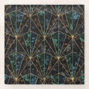Dessous-de-verre En Verre Marbre Art Déco : Malachite Luxe