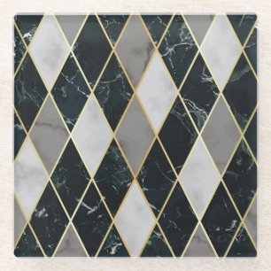 Dessous-de-verre En Verre Marbre géométrique : Gold Lines Luxe