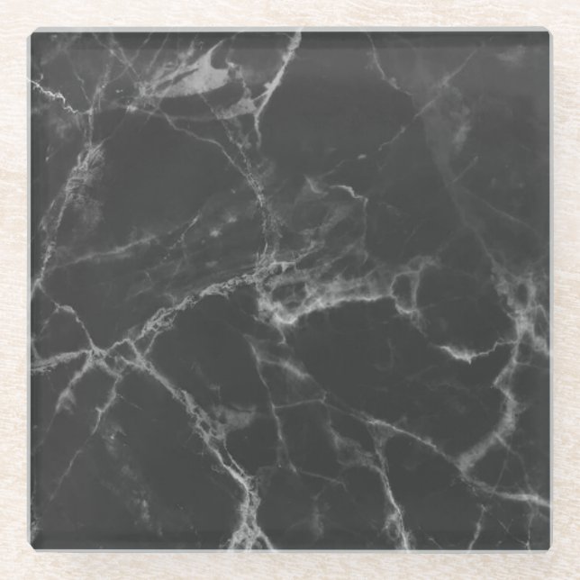 Dessous-de-verre En Verre Marbre noir (Devant)