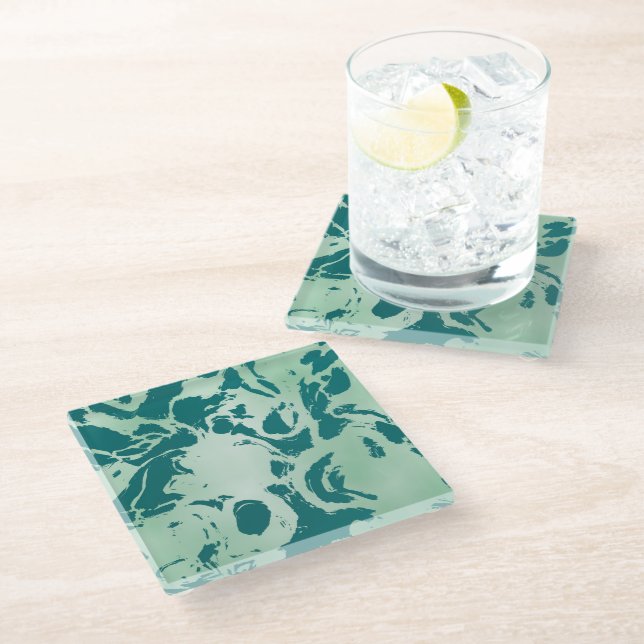 Dessous-de-verre En Verre Marbre vert (Incliné)