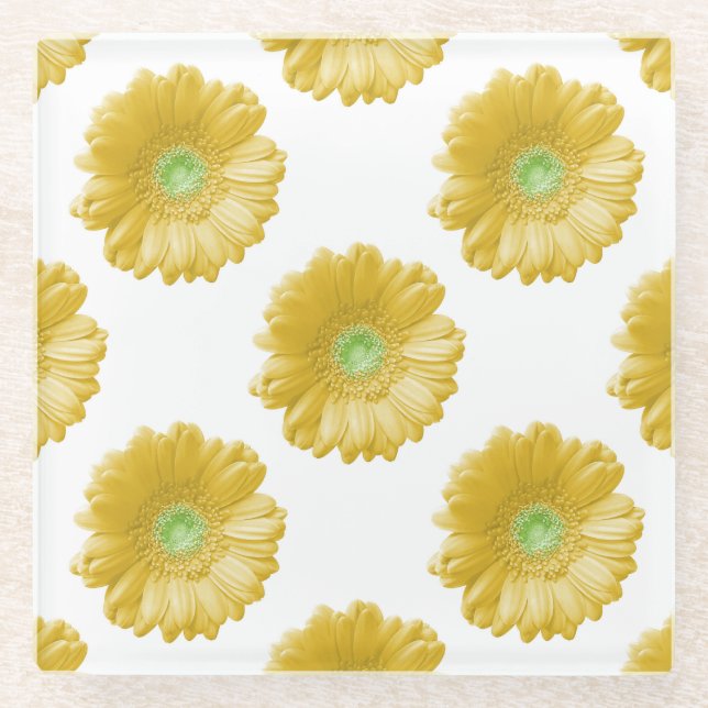 Dessous-de-verre En Verre Marguerite jaune (Devant)