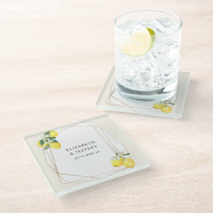 Dessous-de-verre En Verre Mariage d'été Rustique Citrus Boho