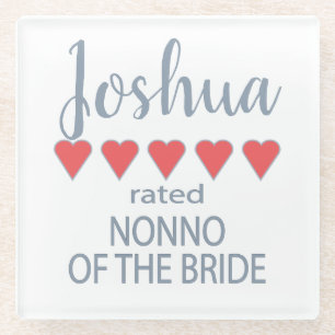 Dessous-de-verre En Verre Mariage et fête de mariage 5 Coeur Nonno de la mar