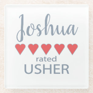 Dessous-de-verre En Verre Mariage et mariage 5 Coeur Usher