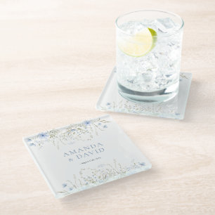 Dessous-de-verre En Verre Mariage Fleur sauvage périphérique bleu