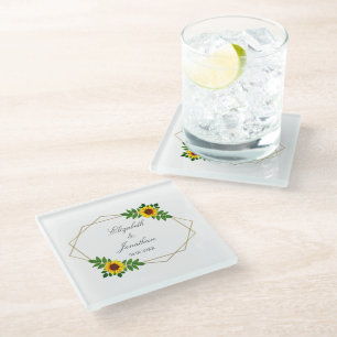 Dessous-de-verre En Verre Mariage géométrique tournesol
