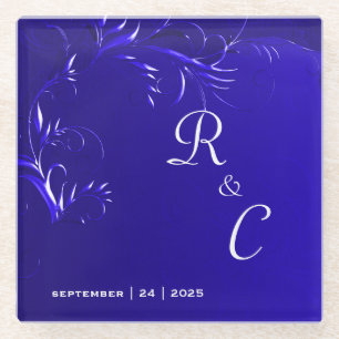 Dessous-de-verre En Verre Mariage royal bleu