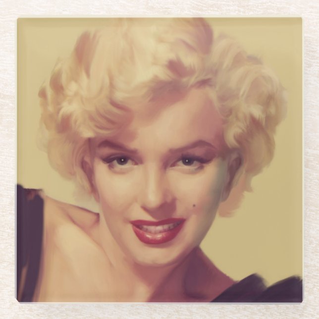 Dessous-de-verre En Verre Marilyn dans le noir (Devant)