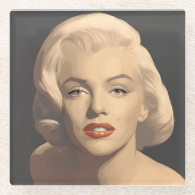 Dessous-de-verre En Verre Marilyn grise graphique (Devant)