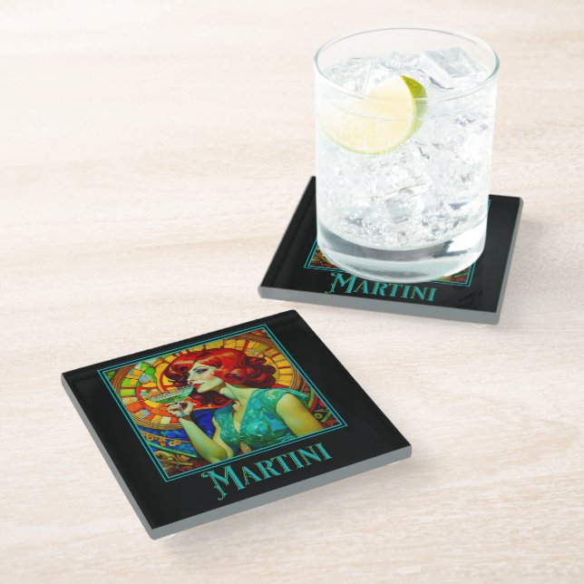 Dessous-de-verre En Verre Martini Art Nouveau (Incliné)