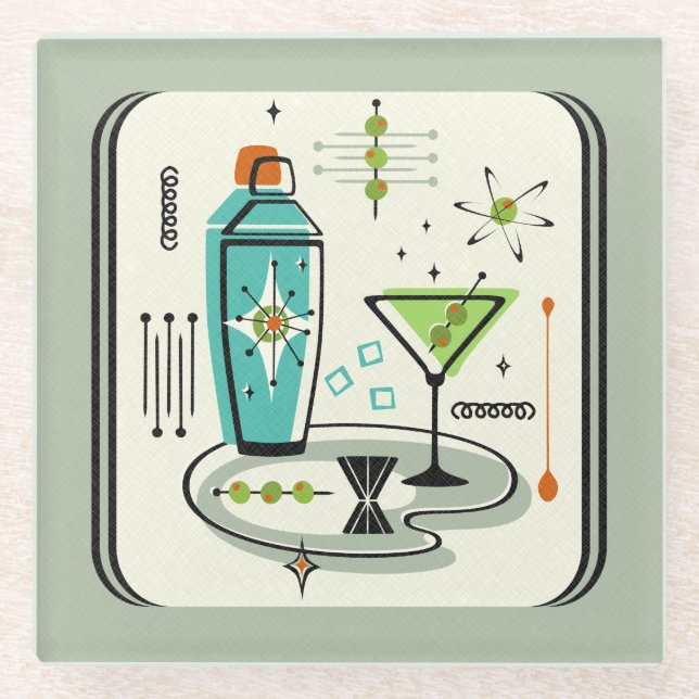 Dessous-de-verre En Verre Martini atomique ©studioxtine (Devant)