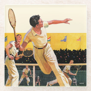 Dessous-de-verre En Verre Match de tennis de doubles