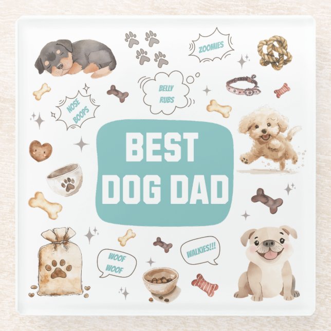 Dessous-de-verre En Verre Meilleur père de chien (Devant)
