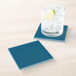 Dessous-de-verre En Verre Mer de mer Egée bleu couleur solide Imprimer