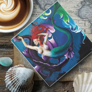 Dessous-de-verre En Verre Mermaid Purple Dragon Imaginaire d'amitié