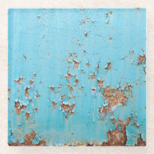 Dessous-de-verre En Verre Métal bleu rouillé : Mur texturé.