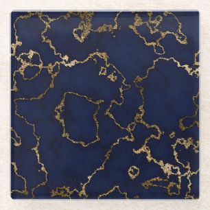 DESSOUS-DE-VERRE EN VERRE MÉTALLIQUE ROYAL EN MARBRE BLEU