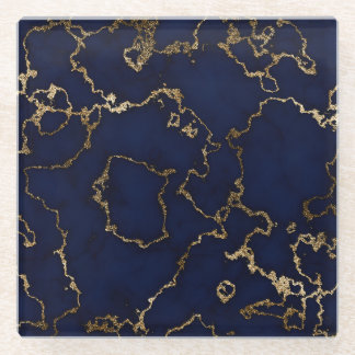 DESSOUS-DE-VERRE EN VERRE MÉTALLIQUE ROYAL EN MARBRE BLEU