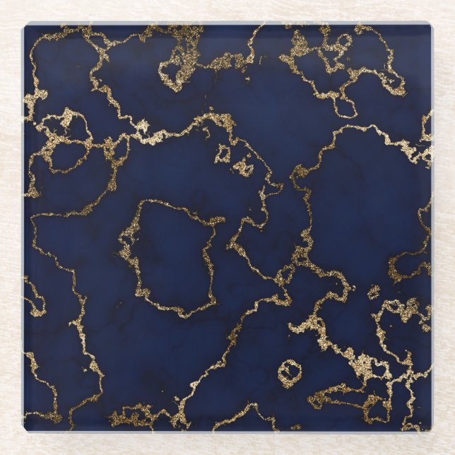 DESSOUS-DE-VERRE EN VERRE MÉTALLIQUE ROYAL EN MARBRE BLEU (Devant)